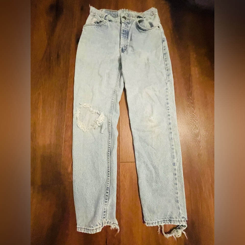Levi's Blue Straight Leg Jeans Distressed Style